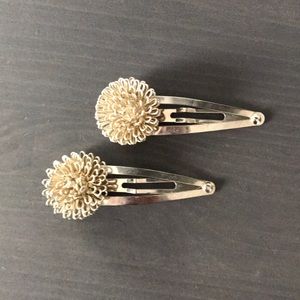 Set of two silver hair clips
